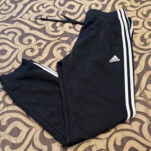 Adidas Women's Black Joggers with White Stripes